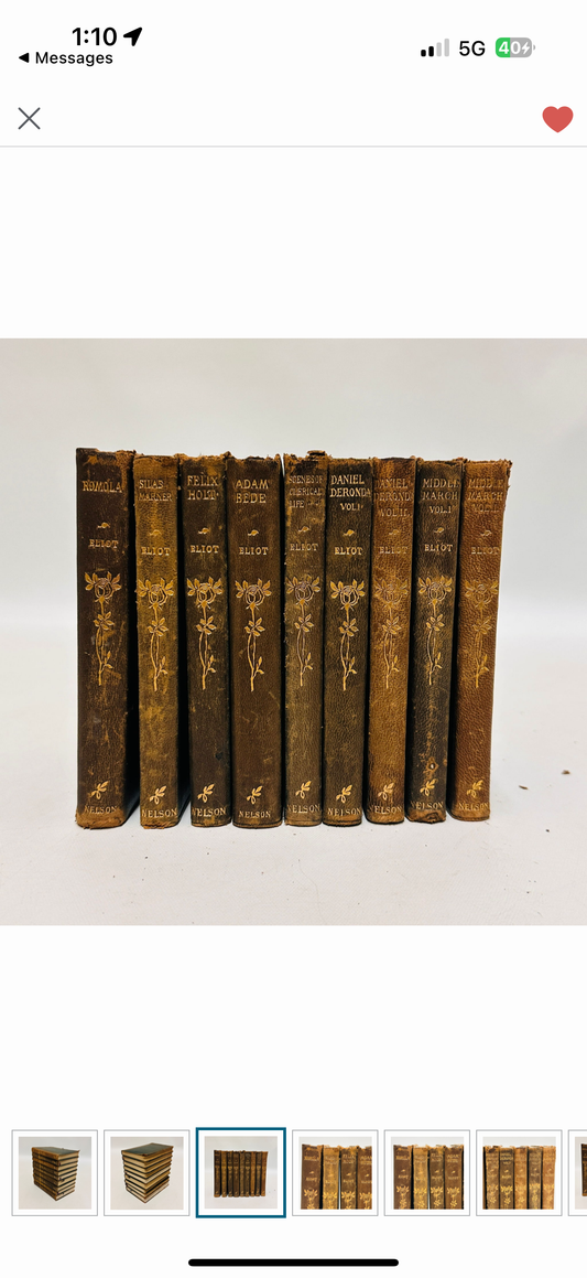 George Eliot – Antique 9-Volume Leather-Bound Set (1911–1917) | Thomas Nelson & Sons